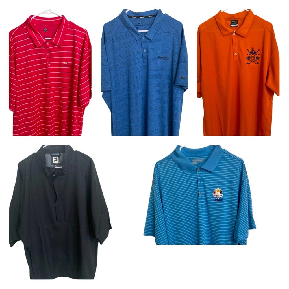4 Nike Golf Dri Fit Logo Polo Shirt & Foot Dry Joy 1/4 Short Sleeve Pullover XXL